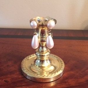 Richelieu gold tone & faux pearl drop earrings